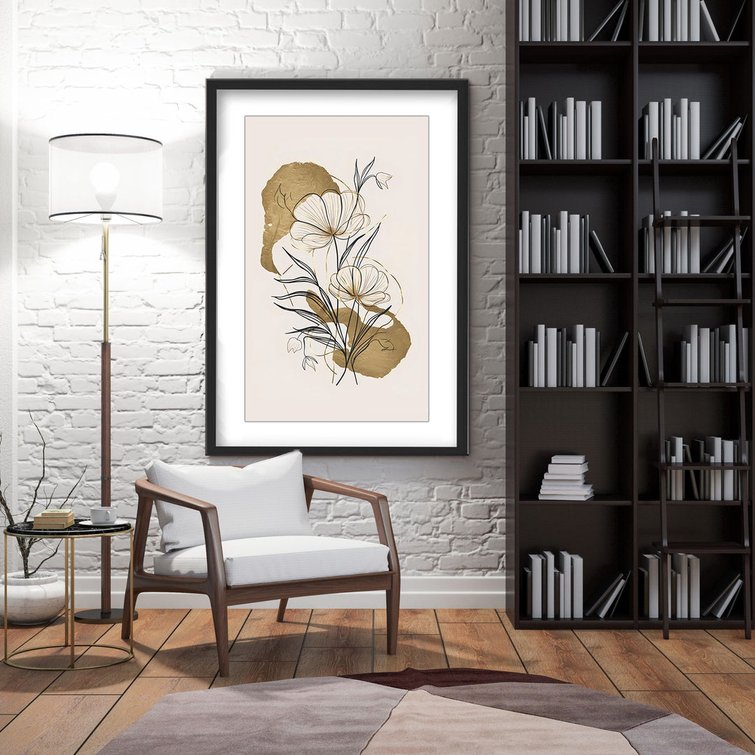 "Flowers and Gold" Framed Matted Print  Wall Art