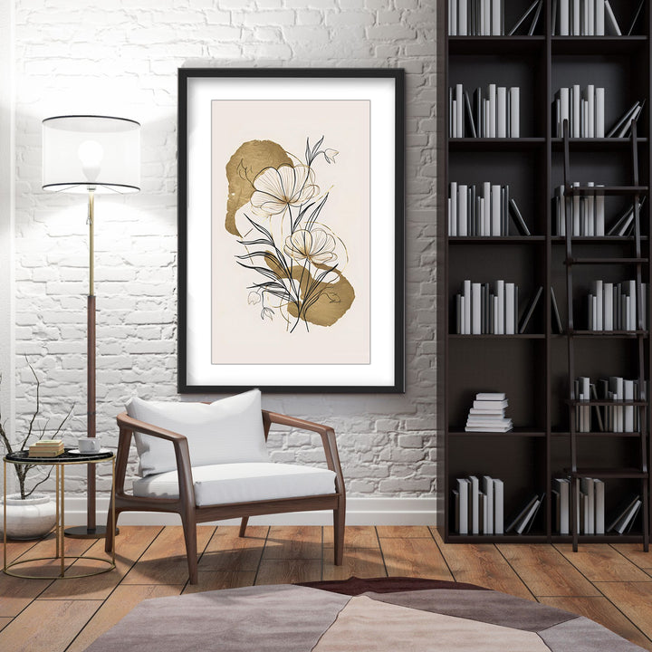 "Flowers and Gold" Framed Matted Print  Wall Art