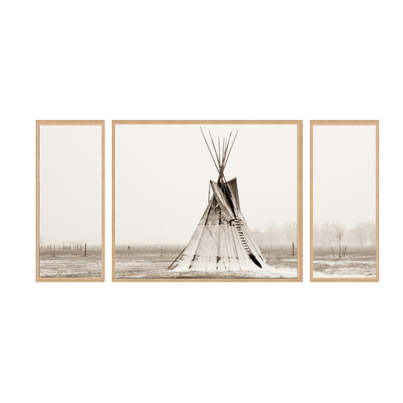 "Tipi Snow" Set of Three Framed Canvas Wall Art