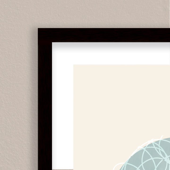 "Oceanic Duology: Abstract Circles Diptych" Framed Matted Print  Wall Art