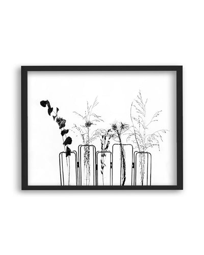 Open Box · "Black Flowers On White Background" Framed Textured Wall Art