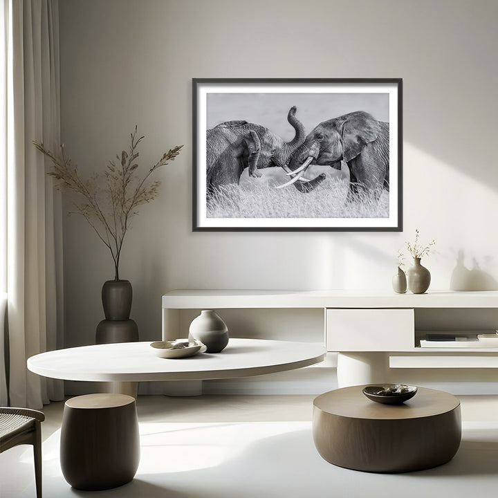 "Elephant Tai Chi" Framed Print Wall Art