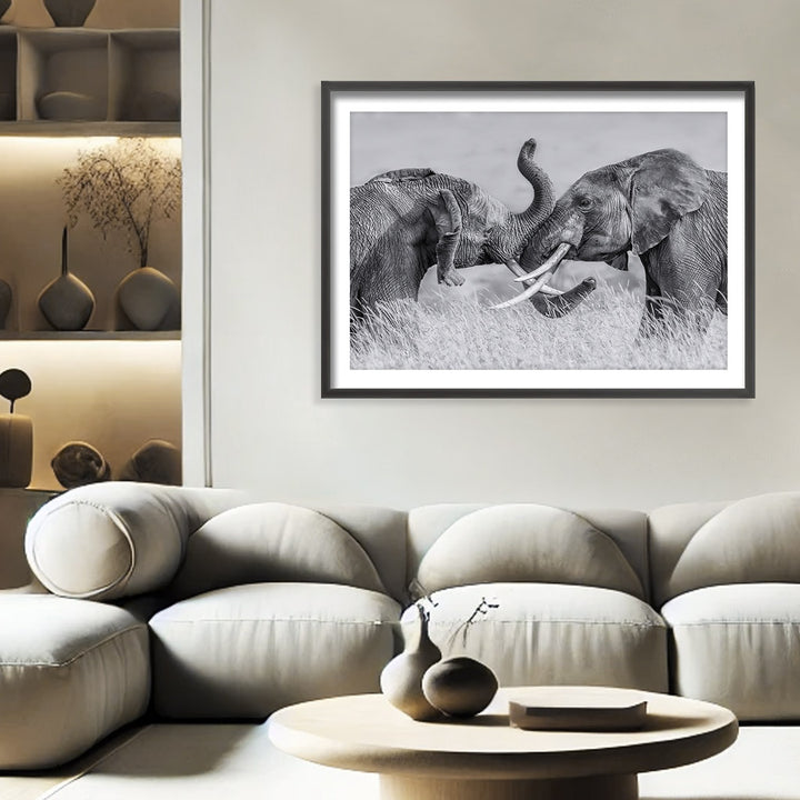 "Elephant Tai Chi" Framed Print Wall Art