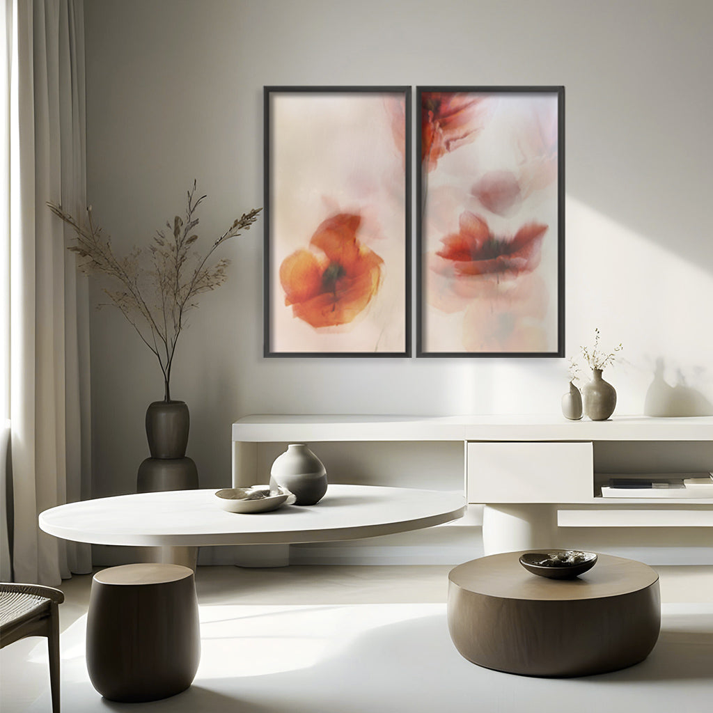 "Painted Poppies" Framed Print 2-Piece Wall Art