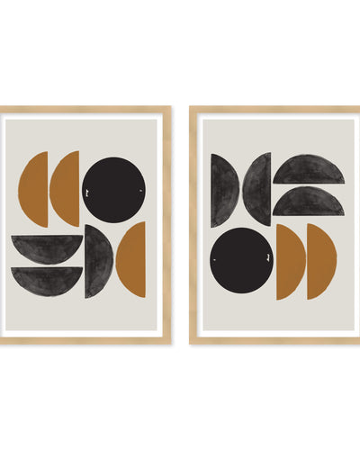 "Retro Composition" Set of Two Framed Textured Wall Art