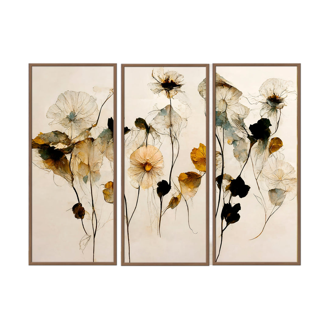 Open box Beautiful Dry Flowers Framed 3-Piece Wall Art Set wall art