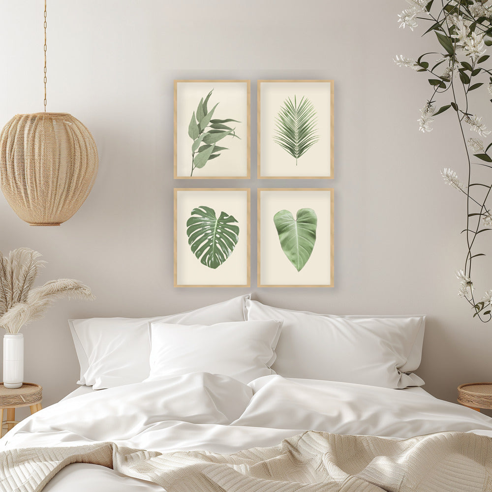 "Lush Paradiso" Set of Four Framed Textured Wall Art