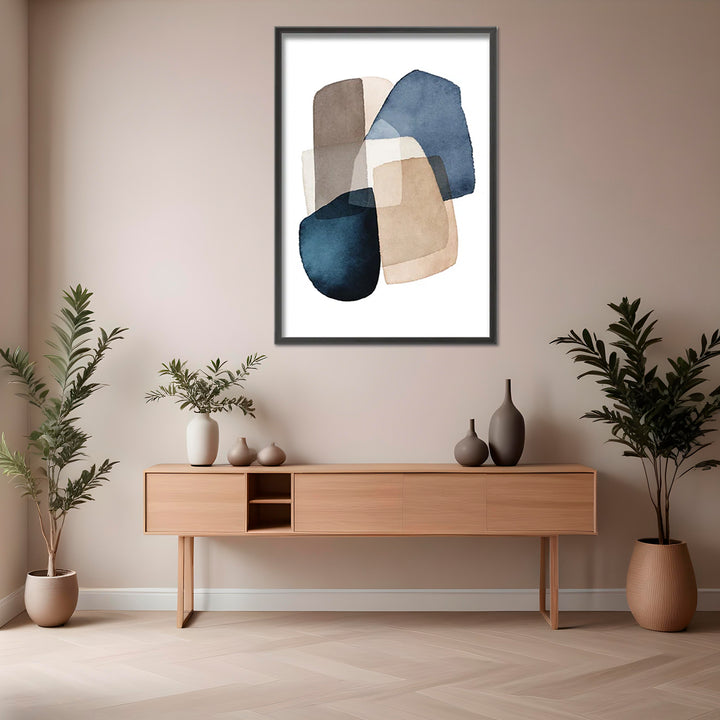"Blue Brown Blocks" Framed Print Wall Art