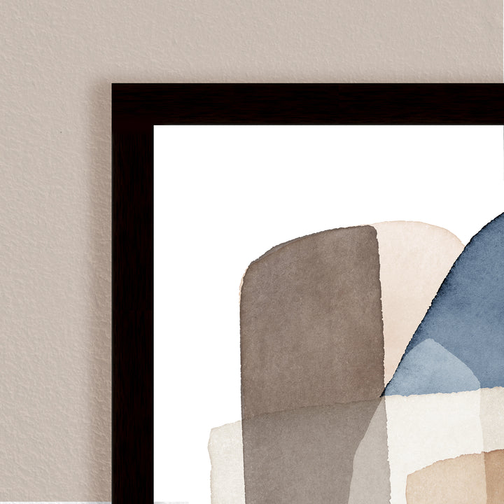 "Blue Brown Blocks" Framed Print Wall Art