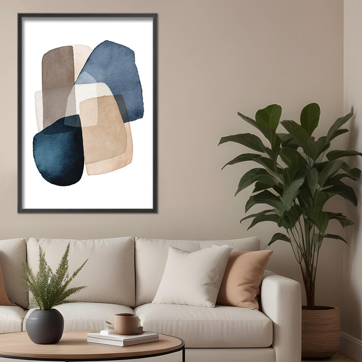 "Blue Brown Blocks" Framed Print Wall Art