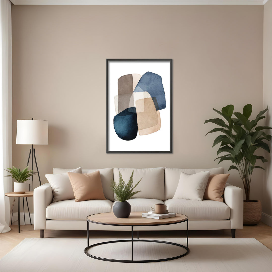 "Blue Brown Blocks" Framed Print Wall Art