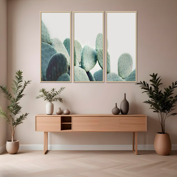 "Pastel Cactus" Framed 3-Piece Wall Art Set