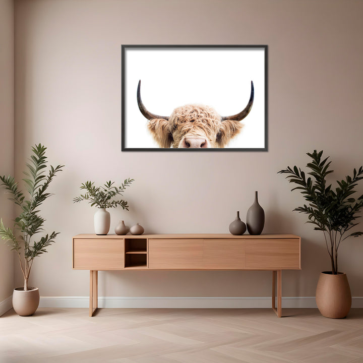 "Peeking Cow" Framed Print Wall Art