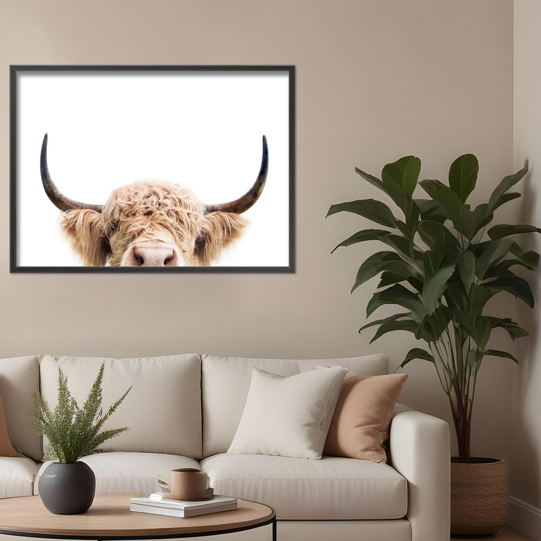 "Peeking Cow" Framed Print Wall Art