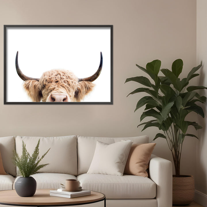 "Peeking Cow" Framed Print Wall Art