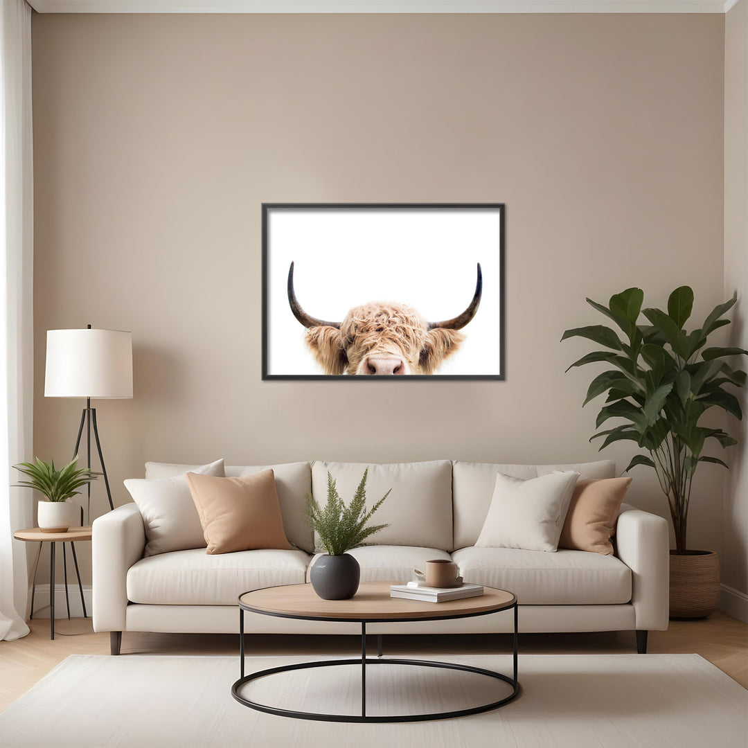 "Peeking Cow" Framed Print Wall Art