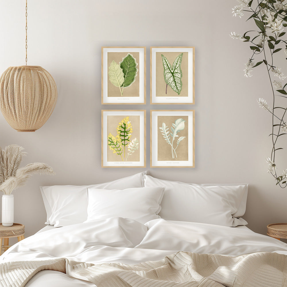 "Verdant Elegance" Set of Four Framed Textured Wall Art