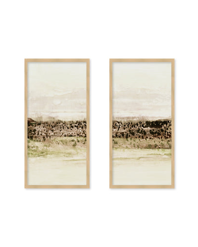 "Green Horizon" Set of Two Framed Textured Wall Art