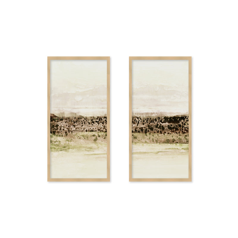 "Green Horizon" Set of Two Framed Textured Wall Art