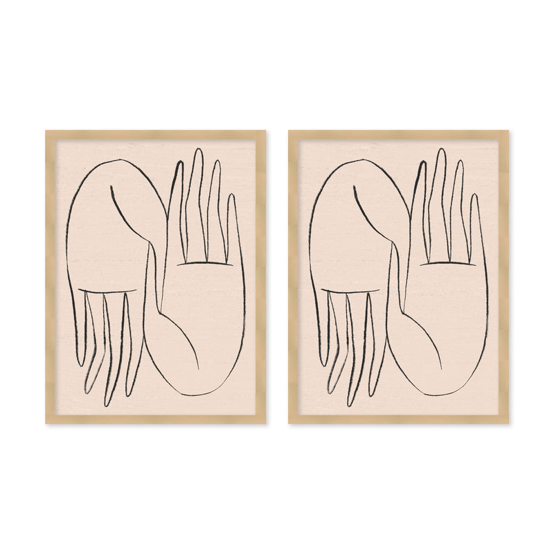 "Helping Hands" Set of Two Framed Textured Wall Art