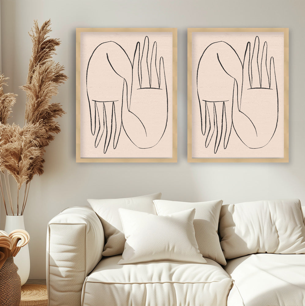 "Helping Hands" Set of Two Framed Textured Wall Art