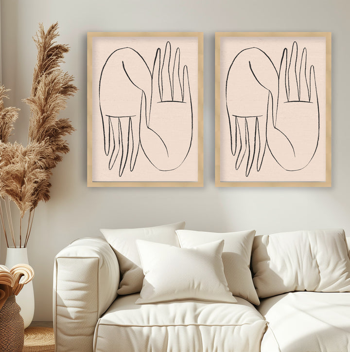 "Helping Hands" Set of Two Framed Textured Wall Art