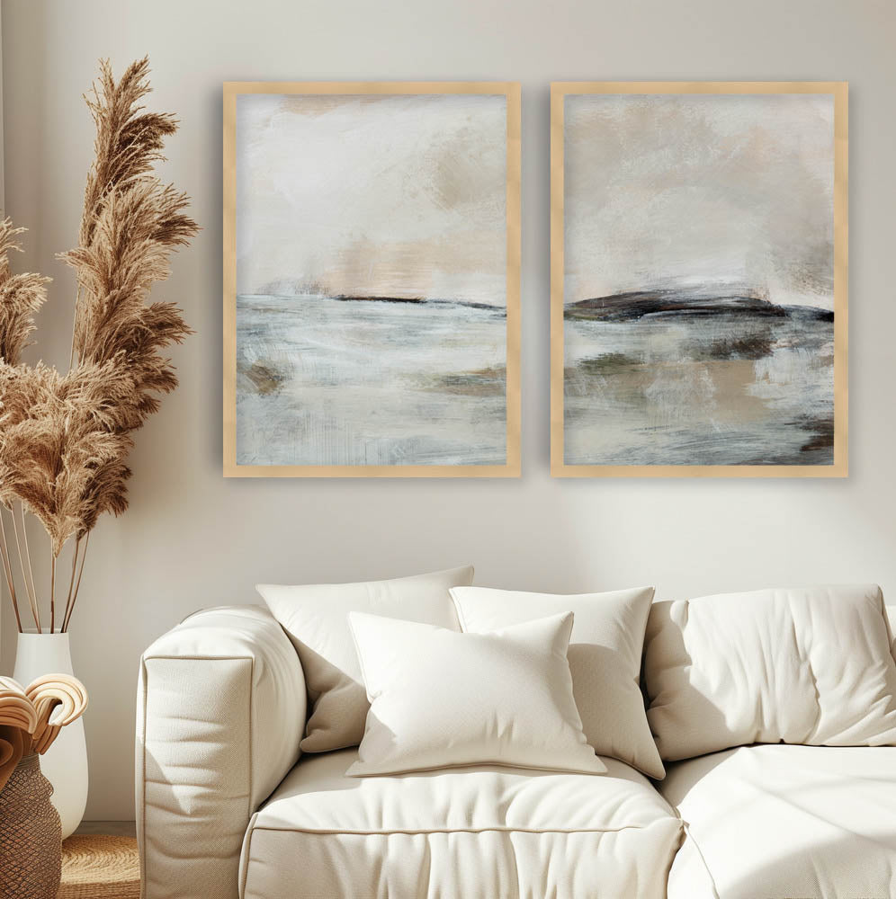 "Lost Time" Set of Two Framed Textured Wall Art