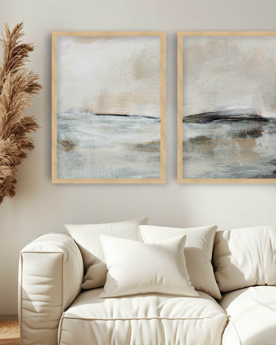 "Lost Time" Set of Two Framed Textured Wall Art — Ready to Ship