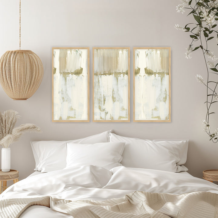 "Ivory Drift" Set of Three Framed Textured Wall Art