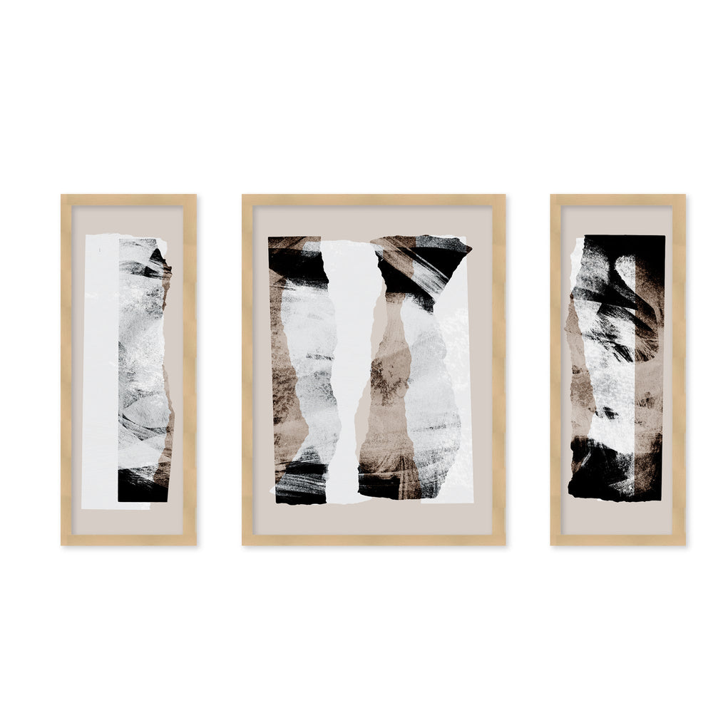 "Pieces 20" Set of Three Framed Textured Wall Art ready to hang wall art