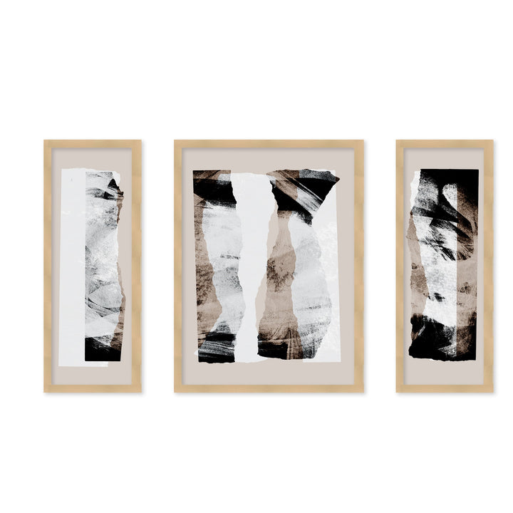 "Pieces 20" Set of Three Framed Textured Wall Art ready to hang wall art