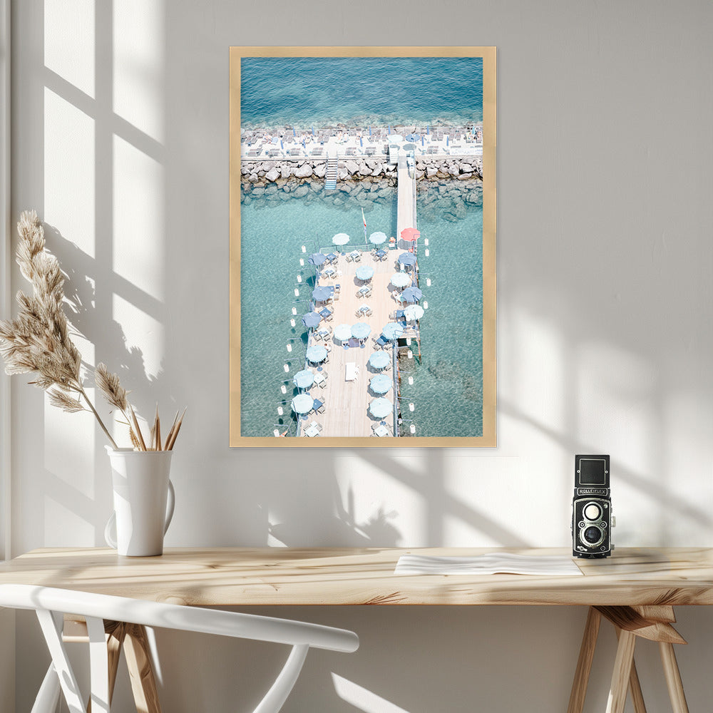 "Coastal life Italy" Framed Textured Wall Art
