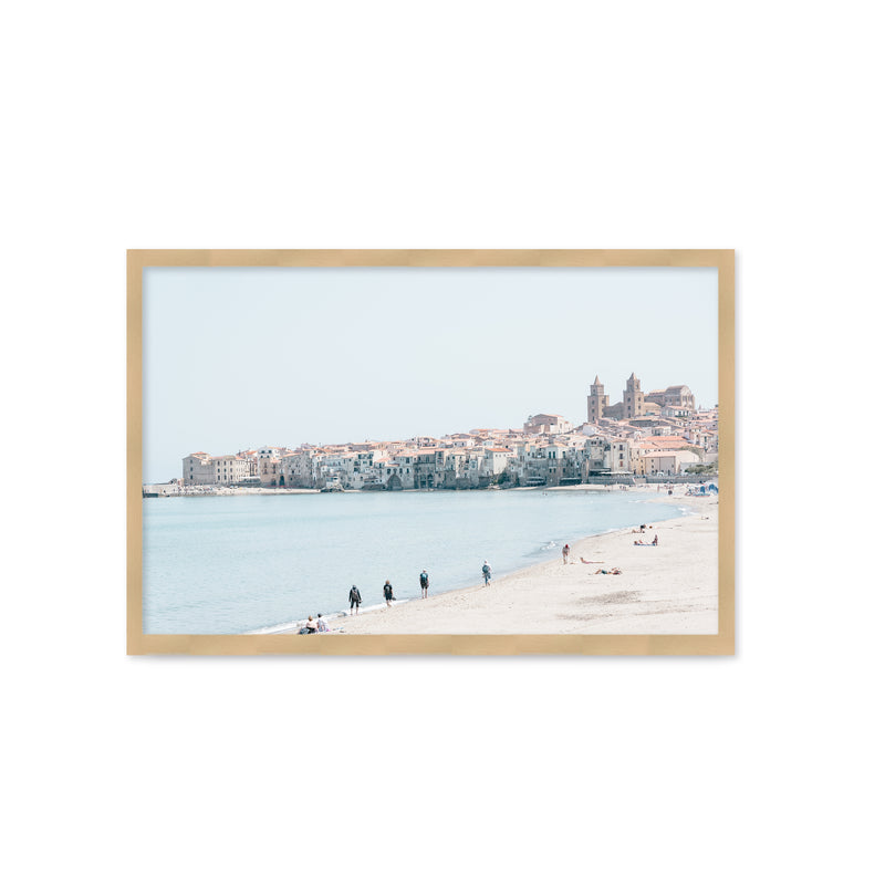 "Coastal view at Cefalu" Framed Textured Wall Art