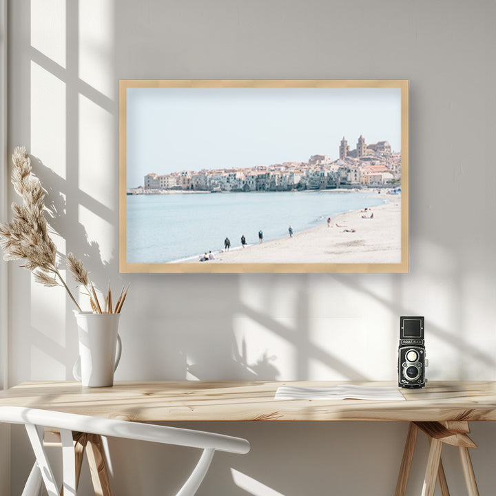 "Coastal view at Cefalu" Framed Textured Wall Art