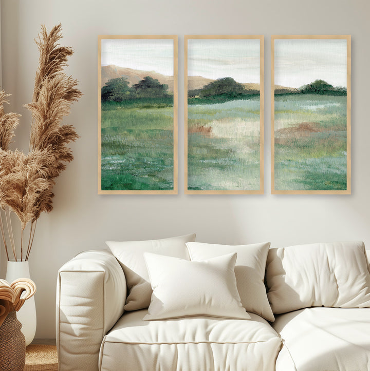 "Countryside" Set of Three Framed Textured Wall Art