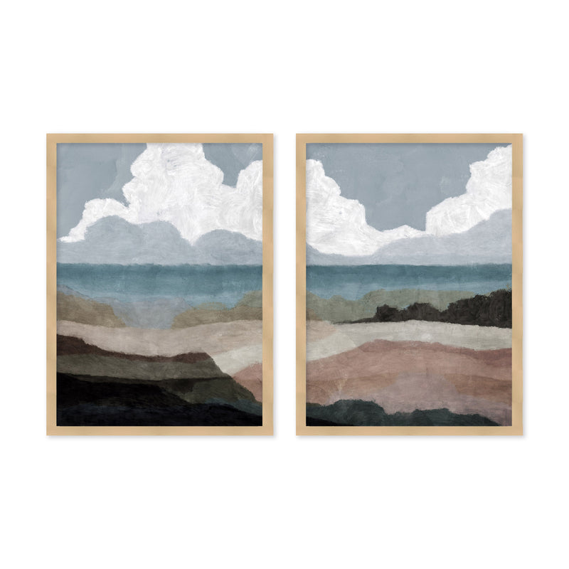 "Oceanfront Tranquility" Set of Two Framed Textured Wall Art