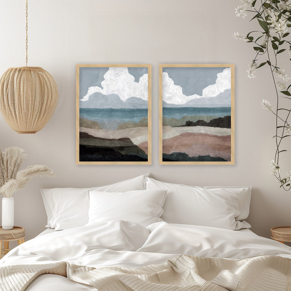 "Oceanfront Tranquility" Set of Two Framed Textured Wall Art