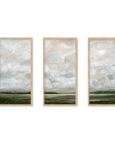 "Muted Prairie" Set of Three Framed Textured Wall Art