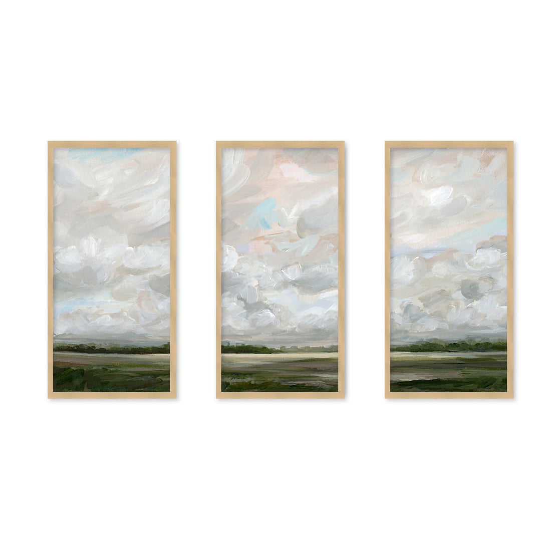 "Muted Prairie" Set of Three Framed Textured Wall Art ready to hang wall art
