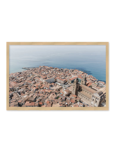 "Italian city Cefalu" Framed Textured Wall Art