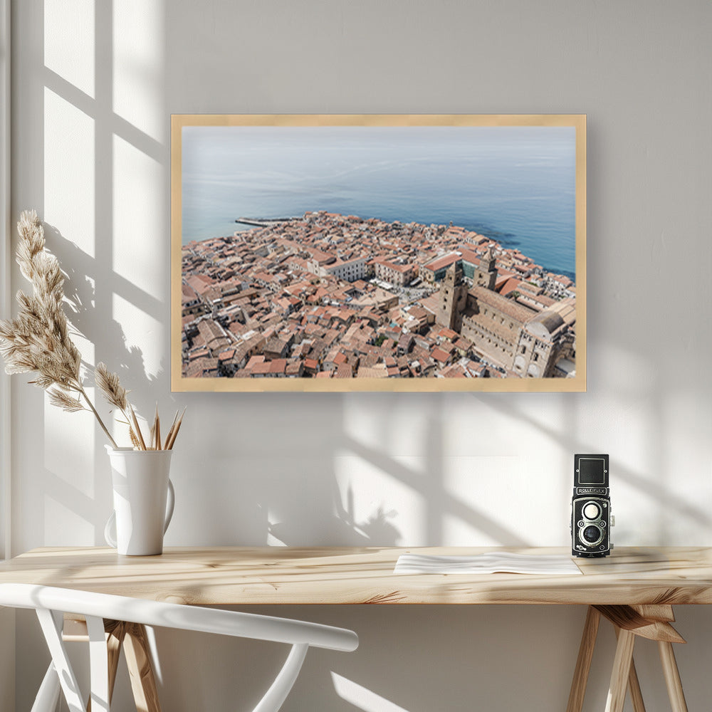 "Italian city Cefalu" Framed Textured Wall Art