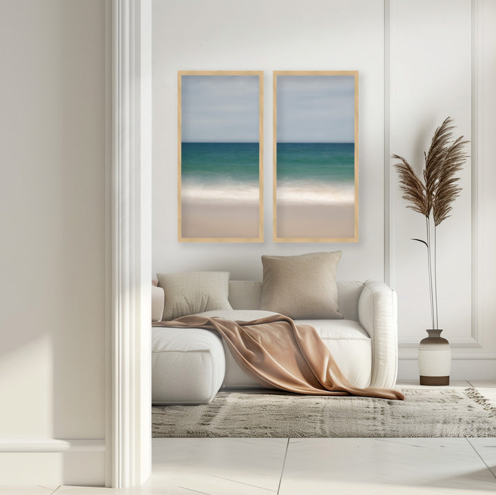 "Abstract Horizon" Set of Two Framed Textured Wall Art