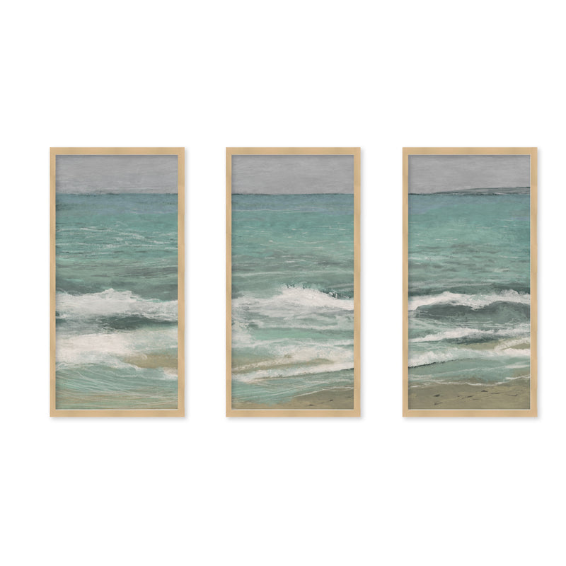 "East Bank Waves" Set of Three Framed Textured Wall Art