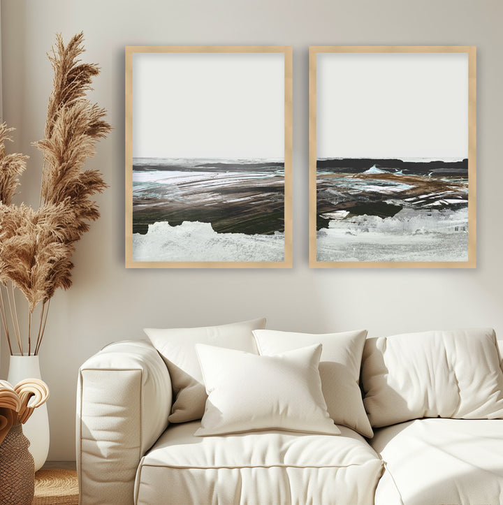 "Constantine Bay" Set of Two Framed Textured Wall Art