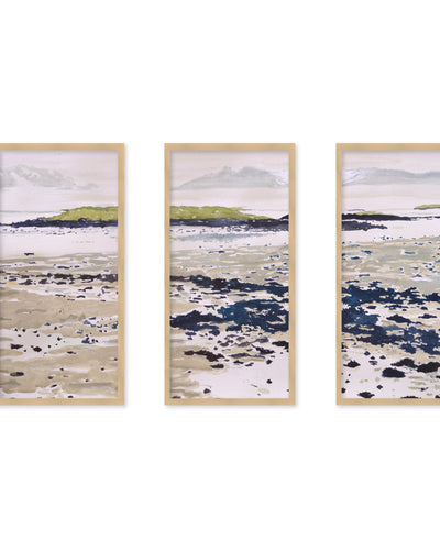 "Ethereal Shores" Set of Three Framed Textured Wall Art
