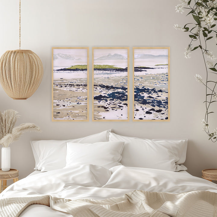 "Ethereal Shores" Set of Three Framed Textured Wall Art