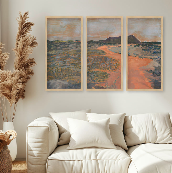 "Back To Basecamp 13" Set of Three Framed Textured Wall Art