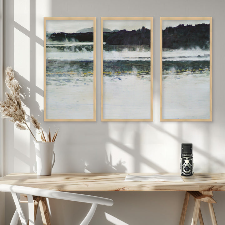 "Tides Abstract" Set of Three Framed Textured Wall Art