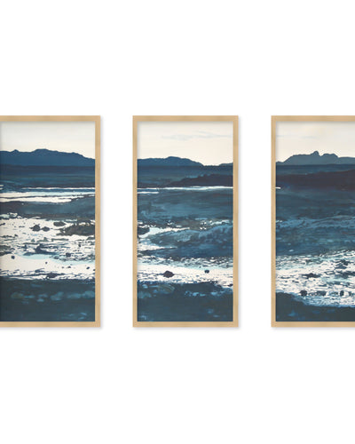 "Coastal Absract" Set of Three Framed Textured Wall Art