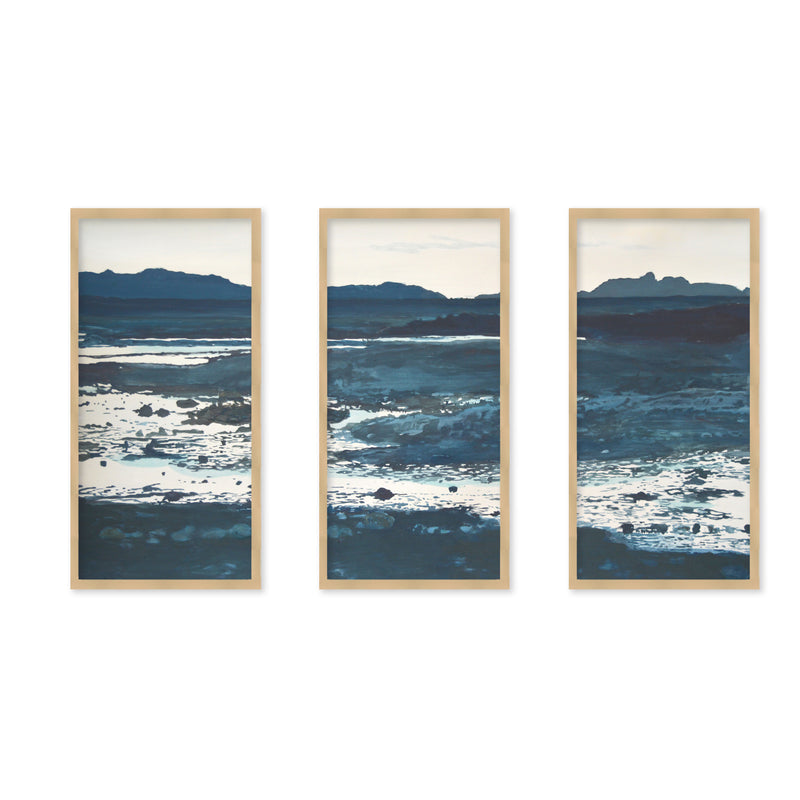 "Coastal Absract" Set of Three Framed Textured Wall Art